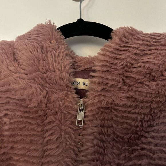 Moon River Faux Fur Taupe Full Zip Jacket Size L Mob Wife Cruella Deville - Picture 6 of 13